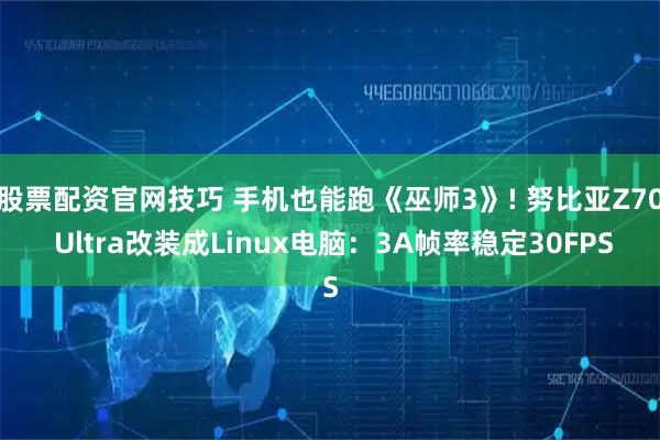 股票配资官网技巧 手机也能跑《巫师3》! 努比亚Z70 Ultra改装成Linux电脑：3A帧率稳定30FPS